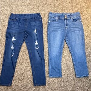 Bundle of 2 stretch denim jeans, size 2XL & 17